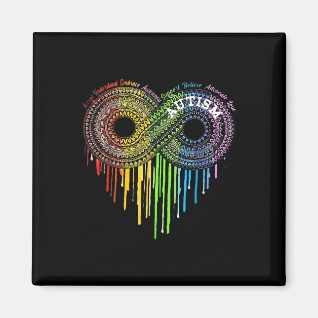 Imã Autismo Símbolo Infinito Arco Arco-Íris Sensibiliz (Frente)