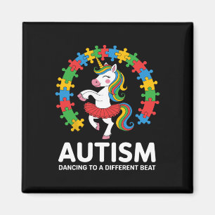 Imã Autismo Unicórnio Dançando No Compasso Diferente C