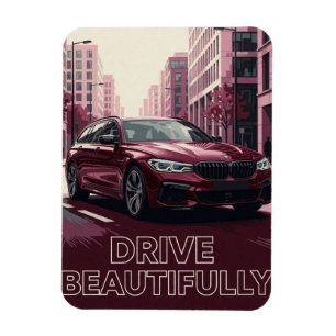 Ímã 🌆 Automóvel Vermelho Noturno Urbano