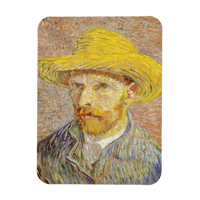 Ímã Autoretrato de Van Gogh com chapéu de palha (Vertical)