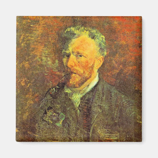 Imã Autorretrato, com tubo, numa mesa de van Gogh