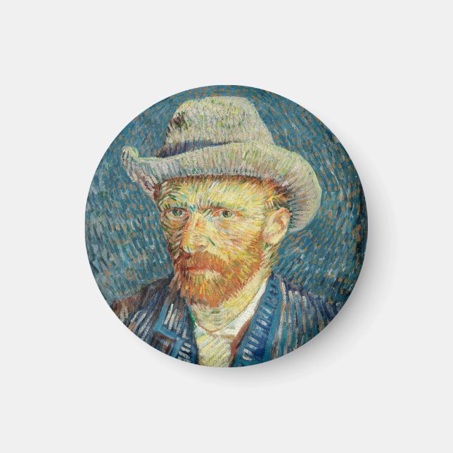 Imã Autorretrato de Vincent Van Gogh com Chapéu de Fel (Frente)