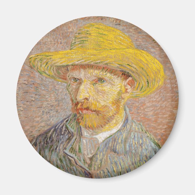 Imã Autorretrato de Vincent Van Gogh com Chapéu de Pal (Frente)