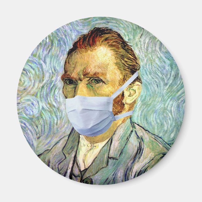 Imã Autorretrato de Vincent Van Gogh com máscara falsi (Frente)