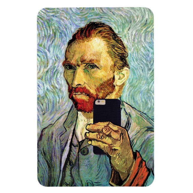 Ímã Autorretrato de Vincent Van Gogh com Selfie no Cel (Vertical)