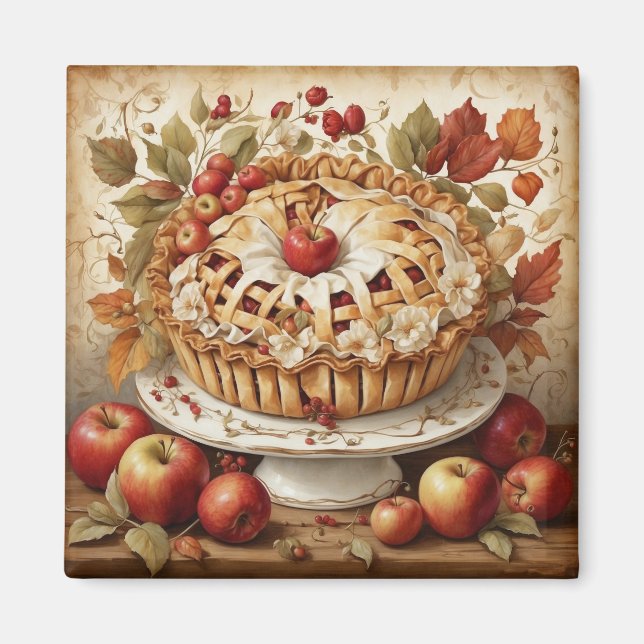 Imã Autumn Apple Pie Magnet (Frente)