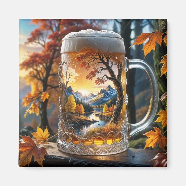 Imã Autumn Beer Mug Magnet (Frente)