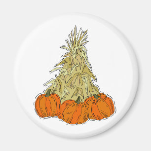 Imã Autumn Cornstalks Pumpkins