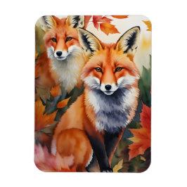 Ímã Autumn Foxes Watercolor