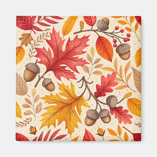 Imã Autumn Harmony: Um Padrão Colorido de Queda (Frente)