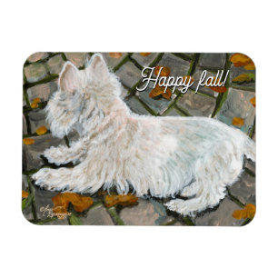Ímã Autumn Leaves Westie no Pacio