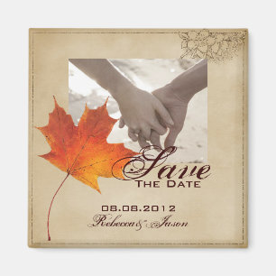 Imã Autumn Orange Fall Deixa Casamento SALVAR DATA