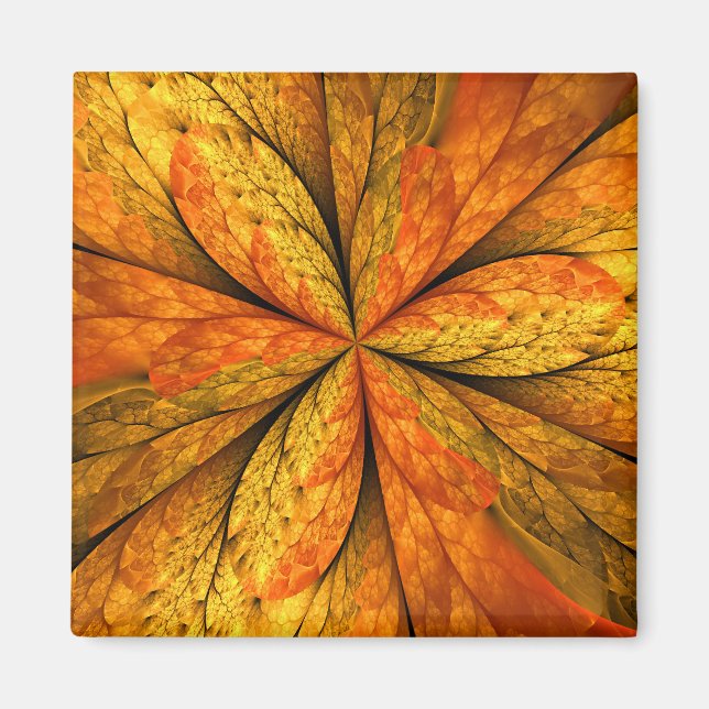Imã Autumn Plant, Modern Abstract Fractal Art Leaf (Frente)