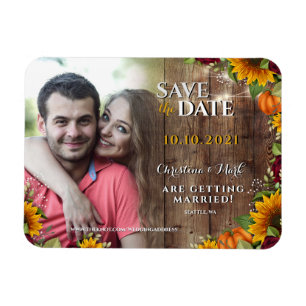 Ímã Autumn Pumpkin Rustic Rosa Sunflower Photo Magnet