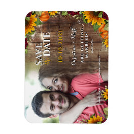 Ímã Autumn Pumpkin Rustic Rosa Sunflower Photo Magnet
