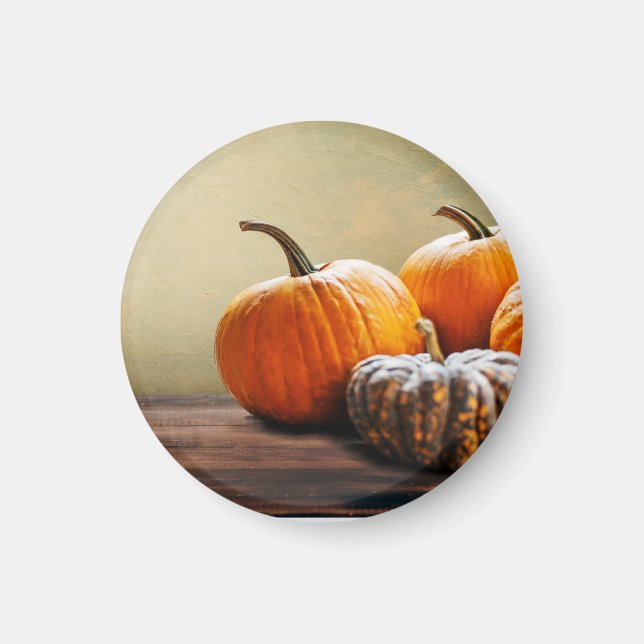 Imã Autumn Pumpkins Ação de Graças e Halloween ainda. (Frente)