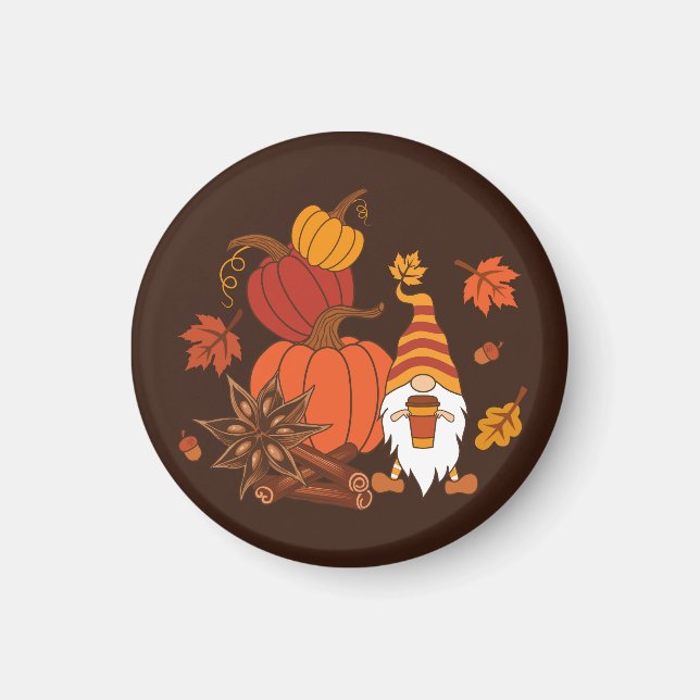 Imã Autumn Pumpkins Gnome Spice Card (Frente)