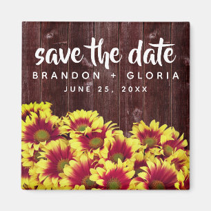 Imã Autumn Sunflower on Fence Save the Date Wedding