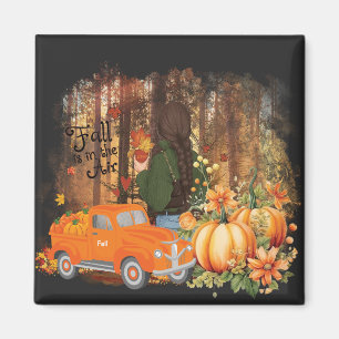 Imã Autumn Vibes, Um Carro Carregado Com Abóbora