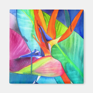 Imã Ave de Paradise Strelitzia, arte tropical floral