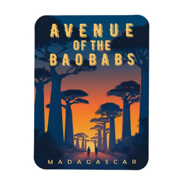 Ímã Avenida dos Baobás Madagascar - Retro-africana (Vertical)