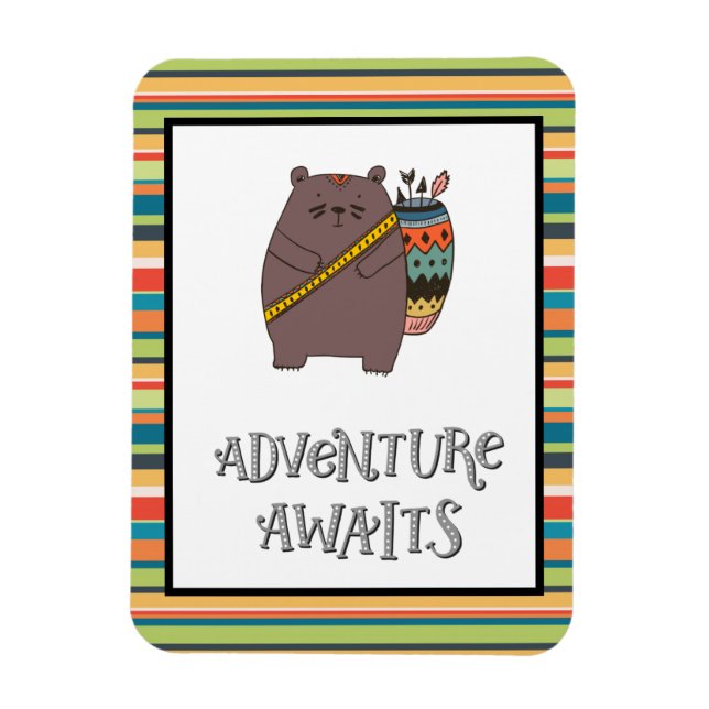 Ímã Aventura Aguarda Boho Bear (Vertical)