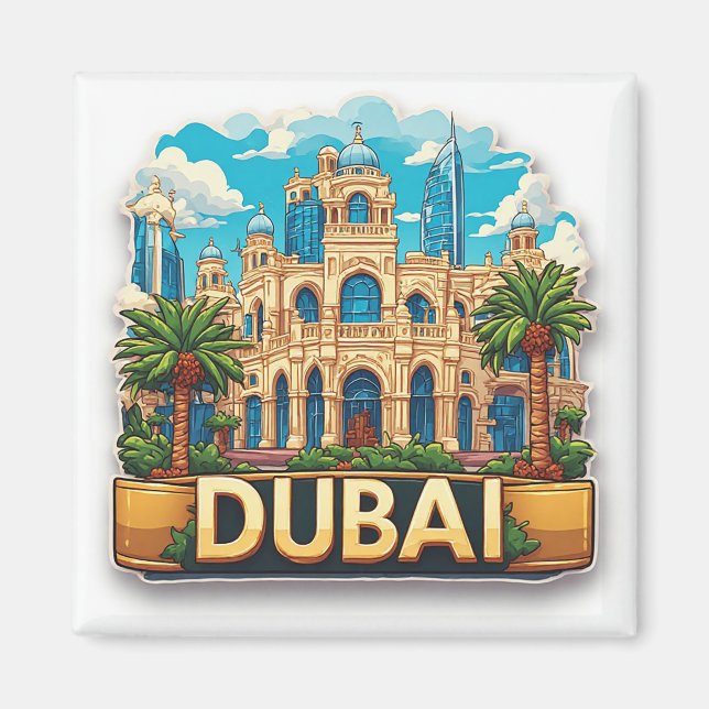 Imã 🧲 Aventura de Viagem Dubai Oriente Médio 🌍 (Frente)