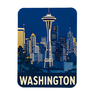 Ímã 🌲 Aventura de Viagem pela Silhueta de Seattle ☁️