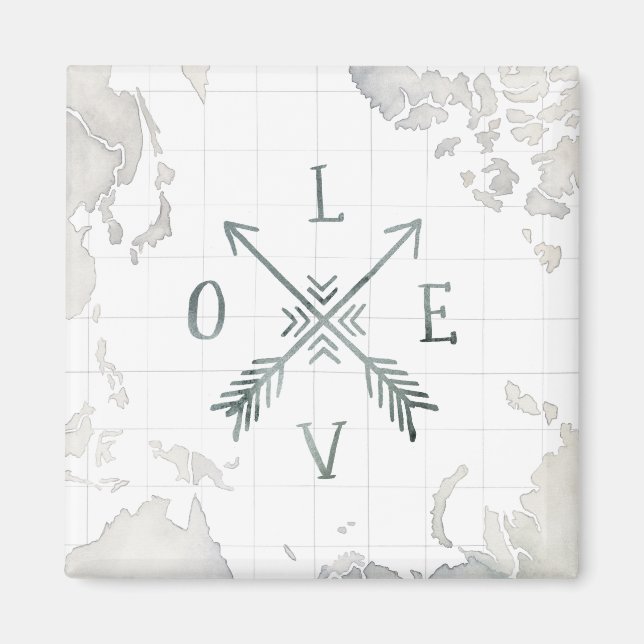 Imã Aventura de Wanderlust de Aquarela III | Amor (Frente)