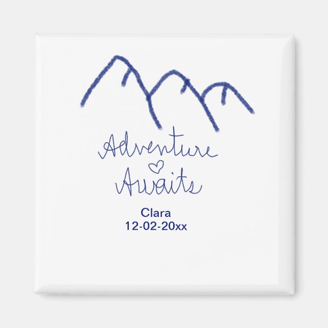 Imã Aventura espera coração de montanha azul adicionar (Frente)