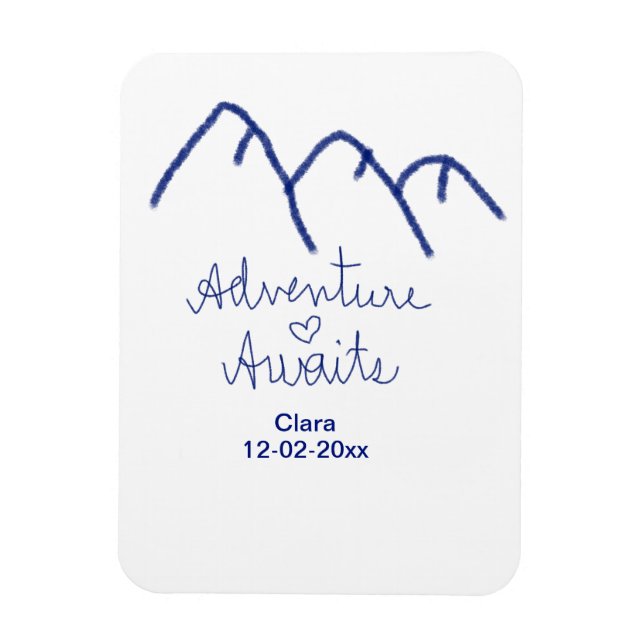 Ímã Aventura espera coração de montanha azul adicionar (Vertical)