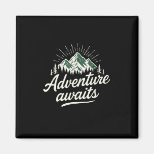 Imã Aventura Espera Montanha Natureza Vintage Caminhad