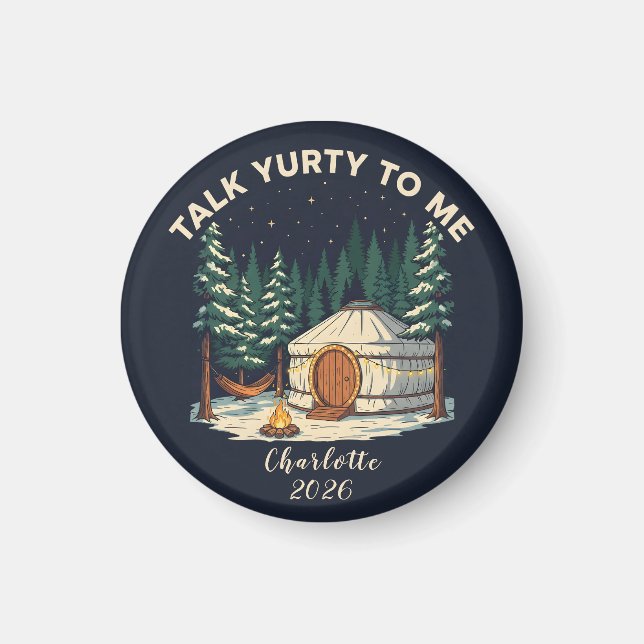 Imã Aventura Personalizada de Yurt de Glamping Camping (Frente)