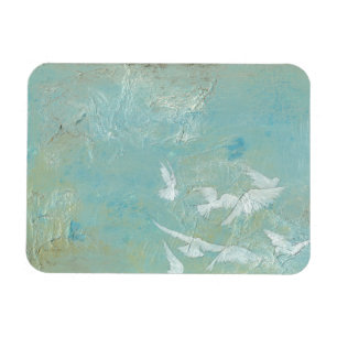 Ímã Aves Brancas Voando Pelo Céu Azul