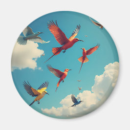 Imã Aves coloridas num céu azul