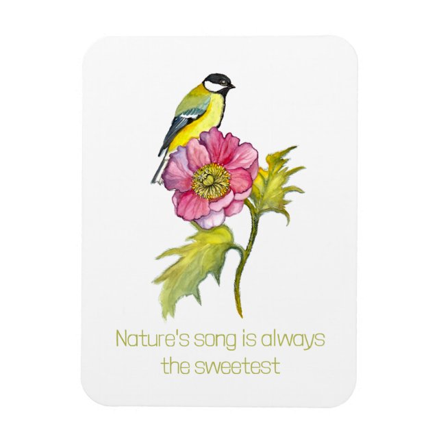 Ímã Aves e Flores de Aquarela (Vertical)