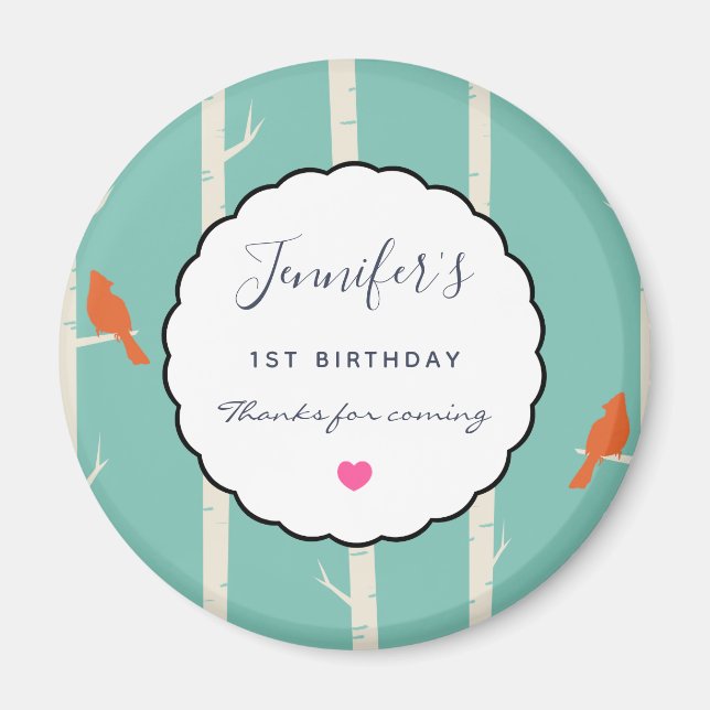 Imã Aves Laranja Retroativas em Obrigados de aniversár (Frente)