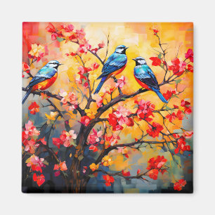 Imã Aves Primavera coloridas em Sangue