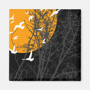 Imã aves-silhuscreen: lua laranja