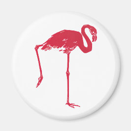 Imã Aves Vintage, Flamingo Rosa com Uma Perna Subida