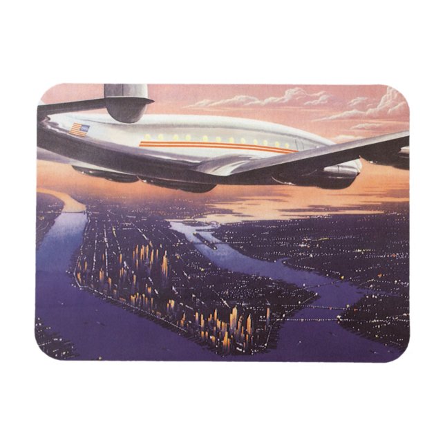 Ímã Avião Antigo sobre o Rio Hudson, Nova York (Horizontal)