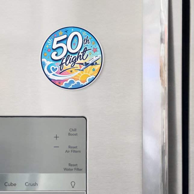 Imã avião de 50º voo colorido souvenir (In Situ (Fridge))