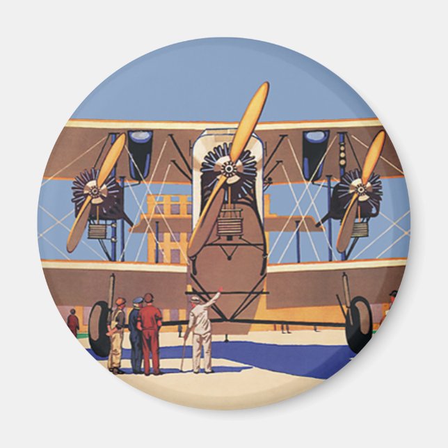 Imã Avião de viagens vintage e transporte (Frente)