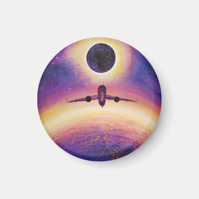 Imã Avião em cidade de voo e eclipse (Frente)