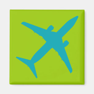 Imã Avião Gráfico em Azul Água