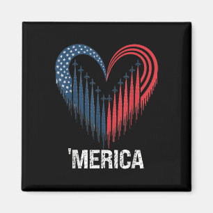 Imã Avião-Jet-Bandeira Americana Coração 4º De Ju