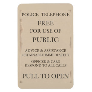 Ímã Aviso de Caixa de Telefone Público da Polícia