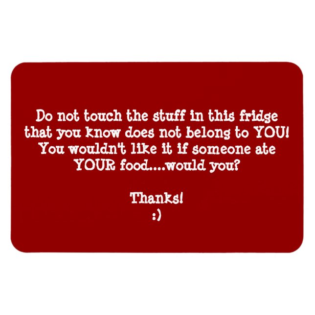 Ímã Aviso De Ladrão De Comidas De Fridge - Personalize (Horizontal)