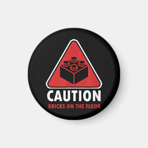 Imã Aviso Engraçado Cuidado Blocos De Construção Tijol