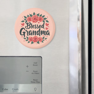 Imã Avó Abençoada Floral Rosas Vintage Tipografia